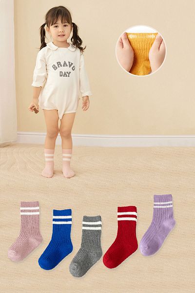 Color Socks 5 чифта момичешки чорапи на райе в пастелни цветове (органични)