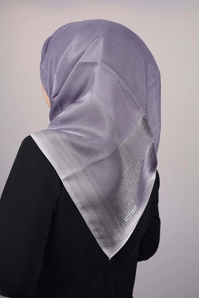 ALLURİNG THE BETTER ONE Piramit Düz Renk Simli Bantlı Abiye Eşarp-DESEN-03