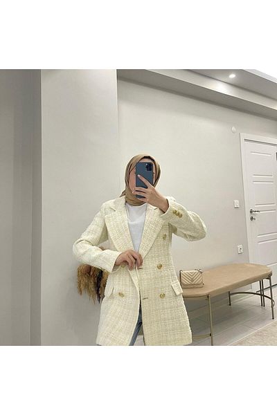 Özlem Albayrak butik Μπουφάν Tweed Blazer με υφή