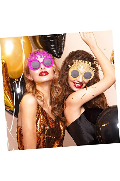 QUEEN AKSESUAR Imported Luxury Women's Kids Men's Unisex Happy New Year Gold Gold Party Christmas Glasses New Year Glasses