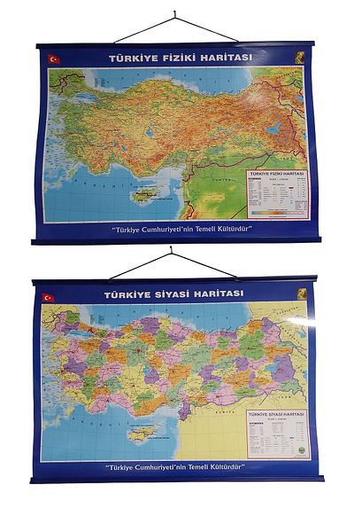 Öykü Haritacılık خريطة تركيا السياسية والفيزيائية 50x70 سم مزدوجة الجوانب