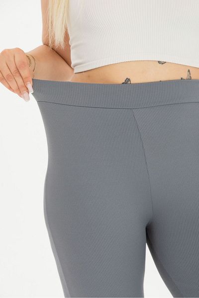 BANEGA Curve Plus Size Κοτλέ ισπανικό πόδι Raised Fleece ψηλόμεσο κολάν ανθρακί