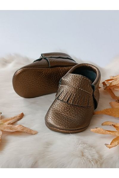 Hodore Rocco Copper Genuine Leather Baby Booties Moccasin