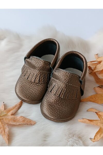 Hodore Rocco Copper Genuine Leather Baby Booties Moccasin