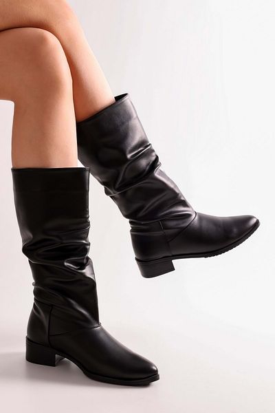 Shoeberry Dámské ploché boty Jerica Black Skin s klínkem Black Skin