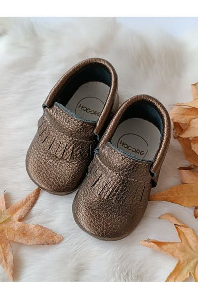 Hodore Rocco Copper Genuine Leather Baby Booties Moccasin