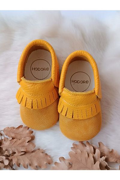 Hodore Rocco Mustard Genuine Leather Baby Booties Moccasin