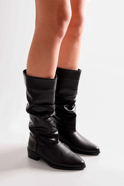 Shoeberry Dámské ploché boty Jerica Black Skin s klínkem Black Skin