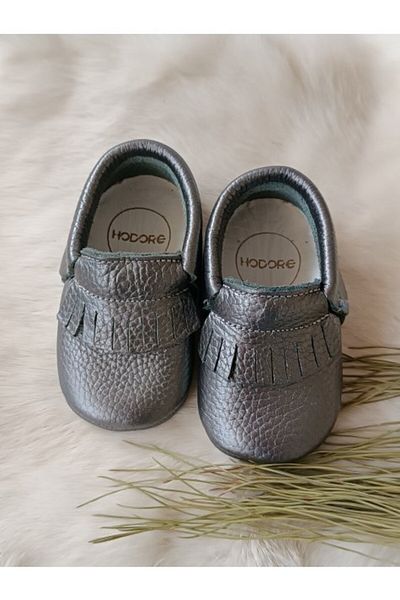Hodore Rocco Platinum Genuine Leather Baby Booties Moccasin