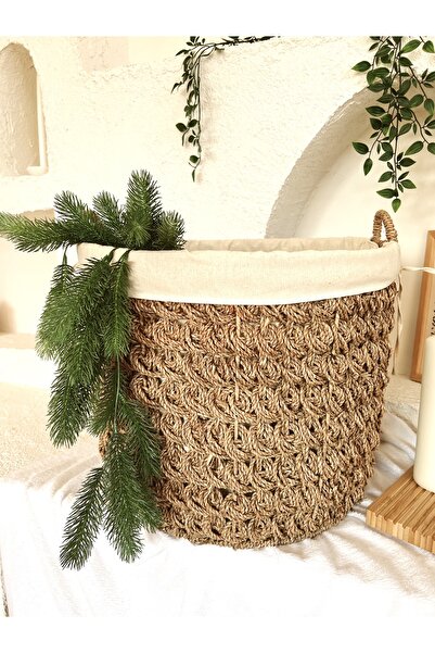 KaiHome Organizator robust 46x37 cu protecție interioară din răchită și mâner - Coș/Organizator/S albastru cobalt