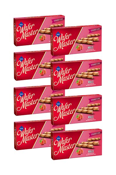 Çizmeci Time Wafer Master Rolls - Strawberry Flavored 65g Wafer Roll, 8 Pieces