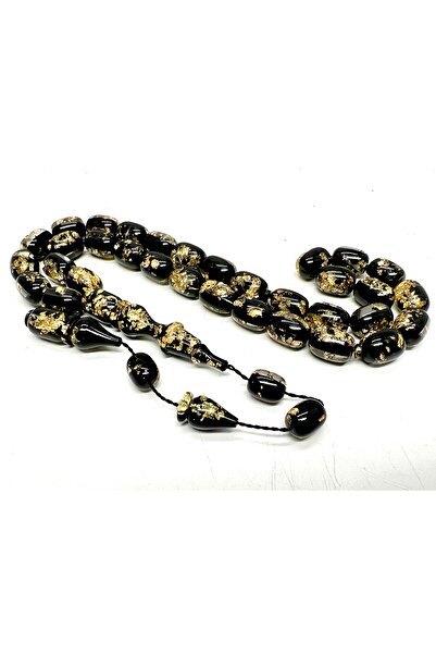 Tesbih Dükkanı Altın parçacıklı usta işi sertifikalı uçak camı tesbih