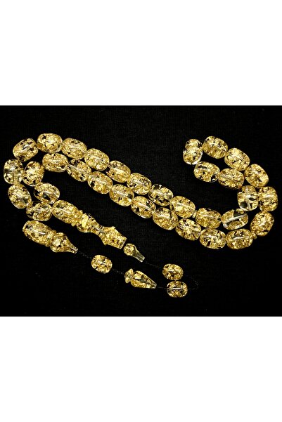 Tesbih Dükkanı Altın parçacıklı usta işi sertifikalı uçak camı tesbih