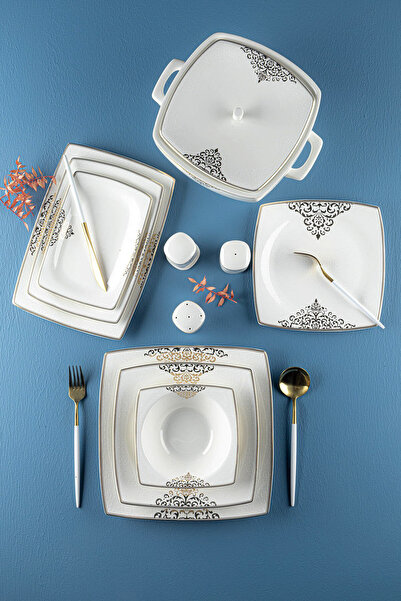 AROW Karen Porselen 60 Parça 12 Kişilik Yemek Takımı