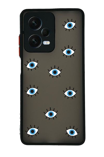 Merwish حافظة سوداء متوافقة مع هاتف Xiaomi Redmi Note 12 Pro(5G) مع حماية للكاميرا من مادة Hux Tpu السيليكون ونمط عين الشر