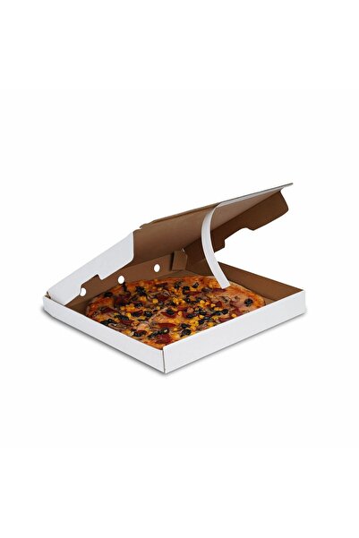Unipak 33x33x4 cm Bant Yapıştırmalı Pizza Kutusu-25 - Beyaz