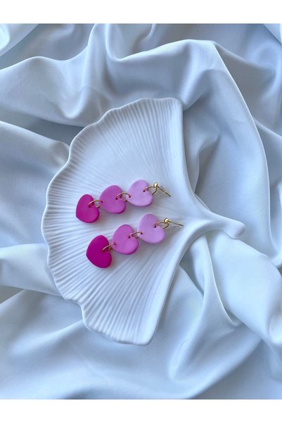 TREND Miyamila Collection Valentine's Day Heart Pink Dangle Earrings