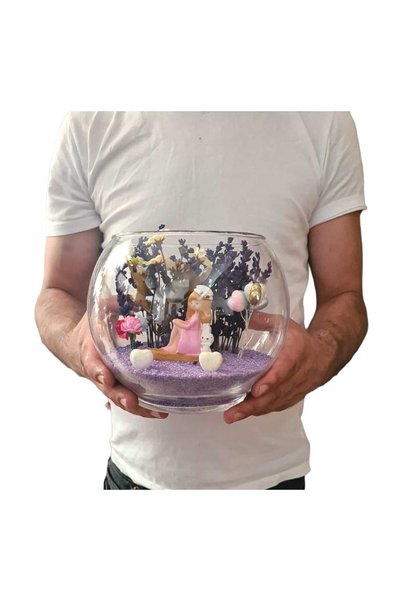 Çiçek Tasarım Sanatları Women's Day Lavender Design Terrarium Purple Nobility and Sweet GirlGift for Friend, Lover