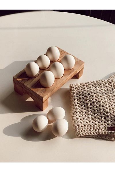 atolyesiahsap 6-Compartment Wooden Single Egg Organizer