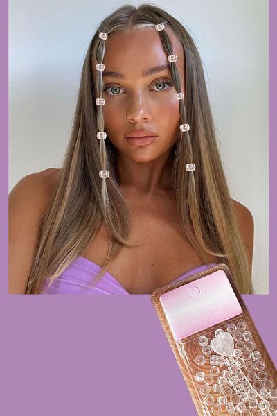 TAKIŞTIR خرزة شعر بلون شفاف