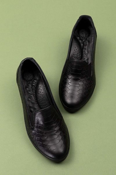 Gondol Genuine Leather Short Heeled Rubber Detailed Shoes Msa.65