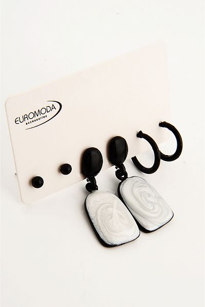 EUROMODA Mother of Pearl Colored Specially Designed Screw Pendant Earrings