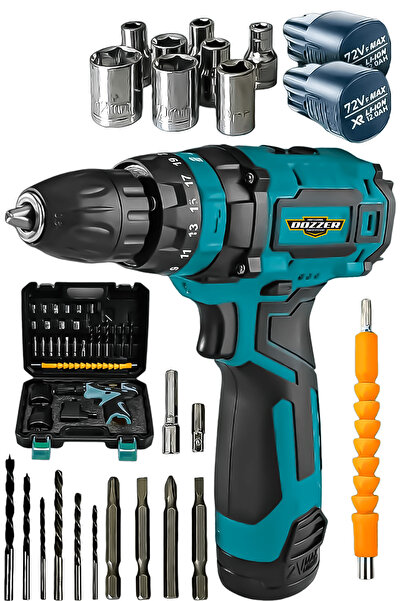 DOZZER TORQ-X 58Volt 12 Ah 27 Pcs SetKorumalı Çelik Şanzuman 2 Akülü Vidalama...