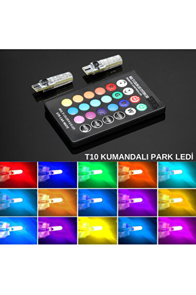 Furens Kumandalı Rgb T10 Park Ledi Far Ledi Renkli Park Ampulü T10 Park Ledi