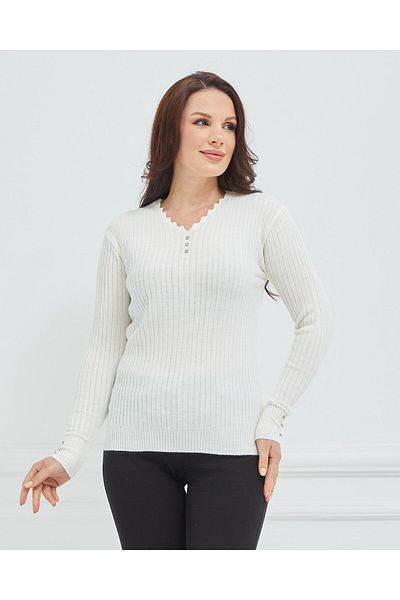 Fresh&Moda Women's V-Neck Lycra Stretchy Knitwear Body Sweater