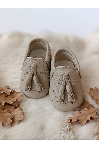 Hodore Axel Dark Cream Genuine Leather Baby Moccasin
