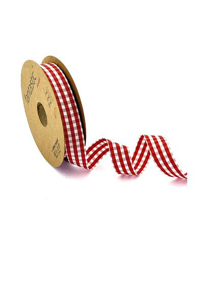 FANTASTIC KURDELE Red Plaid Ribbon (1.5CM WIDTH - 25MT LENGTH)