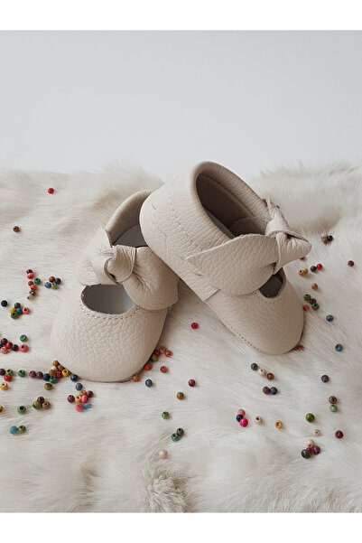 Hodore Alice Genuine Leather Baby Moccasin Ecru