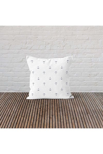 The Lucid Lab Husă de pernă cu tematică marină cu două fețe Anchor Blue/White