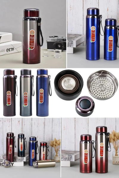 SUS Büyük Boy Termos Paslanmaz Çelik Vakum Şişesi Kamp Spor Seyahat Ev Su Şişesi Kahve Çay Sıcak Su