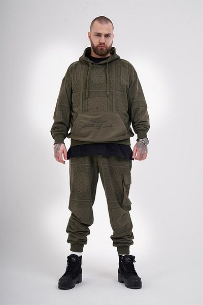 Ghetto off limits Allover Bandana Hoodie Khaki