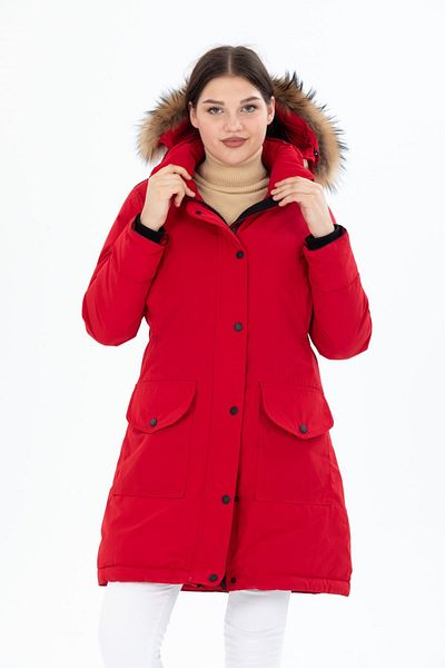 G-FOX Women's Long Detachable Fur Hooded Padded Wind Resistant Water Repellent Puffer Jacket 8645