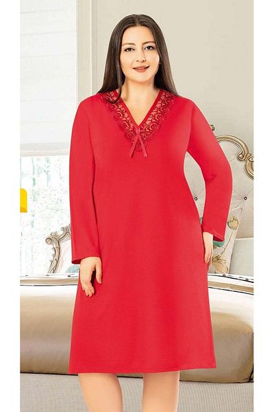 Ladytime Large Size Lace Collar Long Sleeve Women's Nightgown (Long Nightgown) 1610