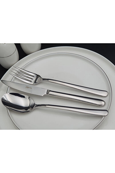 Yiğit Elisa 18 Pieces Stainless Steel 6-Person Simple Model Spoon Fork Knife Set (WITH BLADE)