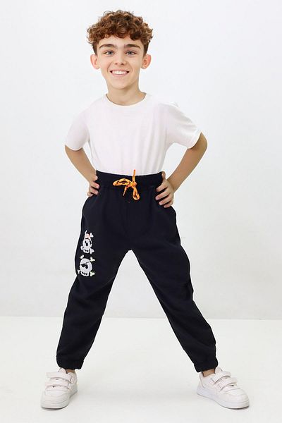 CANBİX Boy's Skull Embroidered Velvet Trousers