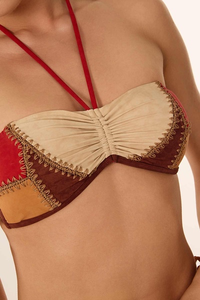 AYYILDIZ 4664 Kiremit Nakış Işlemeli Bikini Takımı