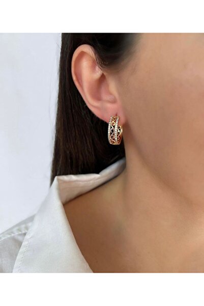 Buqete أقراط من حجر الزركون نصف حلقة من الفولاذ