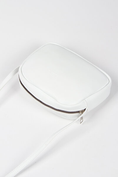 Newish White Stylish and Comfortable Women's Crossbody Bag with Zippered Adjustable Shoulder Strap