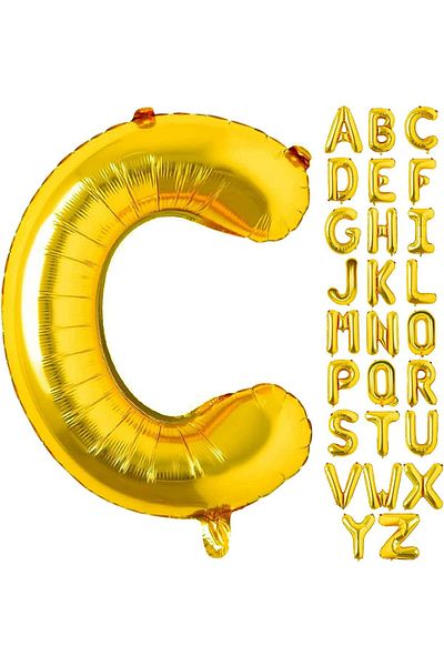 Deniz Party Store Gold Foil Balloon Medium Size (C) Letter