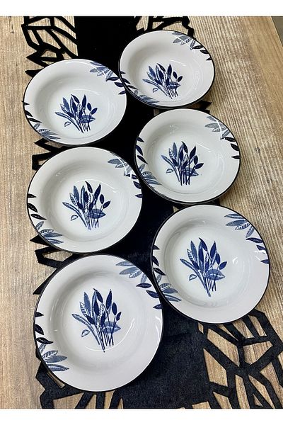 Yiğit Seramik Züccaciye Başak Gray Model 6 Pieces Soup Plate, Bowl