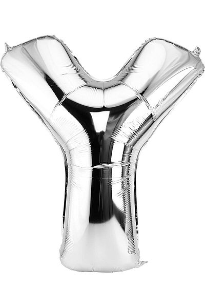 Deniz Party Store Silver Foil Balloon Medium Size (Y) Letter