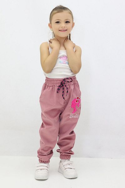 CANBİX Girl's Barbie Embroidered Velvet Pants