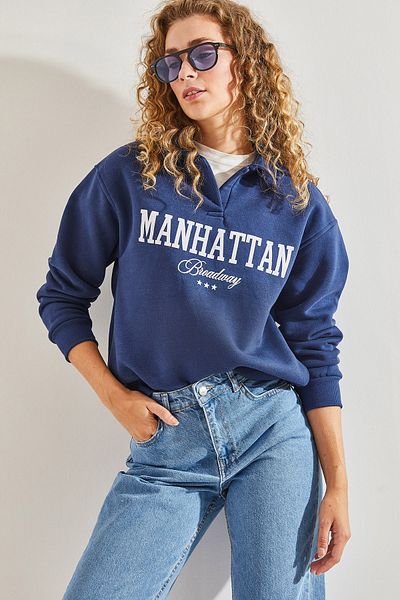 Bianco Lucci Women's Printed Three Thread Raised Sweatshirt
