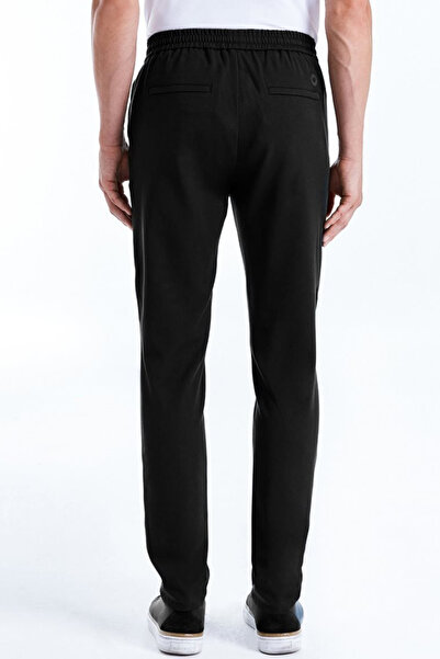 alenmeza Ανδρικό μοντέρνο παντελόνι jogger με μαύρες πλαϊνές τσέπες, ελαστική μέση, κορδόνια και άνετο κομμένο σχήμα