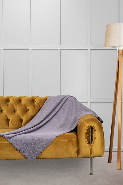 VELERDE HOME Husa de scaun anti-alunecare din chenille jacquard Sal Standard latime 175 cm x lungime 215 cm Manere Antracit