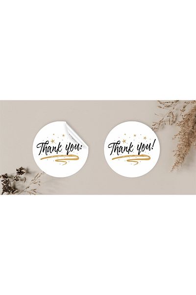 anka design Round Package & Product Label with Thank You Written - 4 Cm X 4cm 48 Pieces